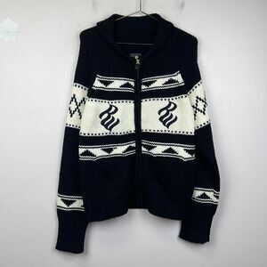ROCAWEAR Fold Collared Full Zip Chunky Cable Knit Sweater size XL